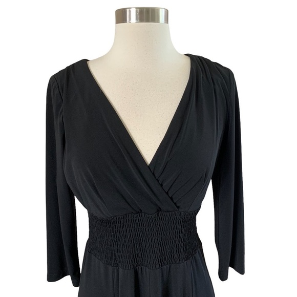 Dress Barn New With Tags 3/4 Sleeve Modest  V-neck Black Dress Size 8 - Picture 3 of 9